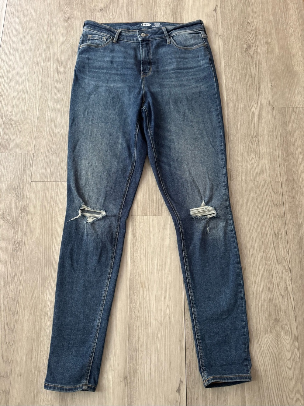 Old Navy Rockstar Super Skinny High Rise Distressed  Blue Jeans Size 12 Tall
